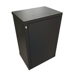 Шкаф настенный 19-дюймовый (19"), 18U, 908x600х450мм, перфорированная металлическая дверь с замком, цвет черный (RAL 9004) (разобранный)